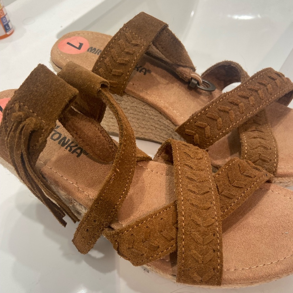 New Brown Minnetonka wedges!